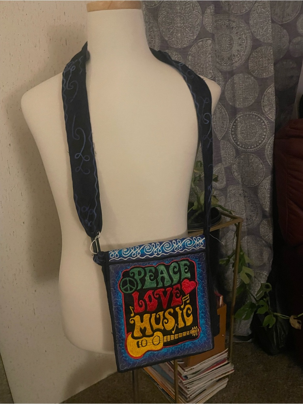 Peace Love Music Crossbody Bag - Colorful Graphic Shoulder Bag